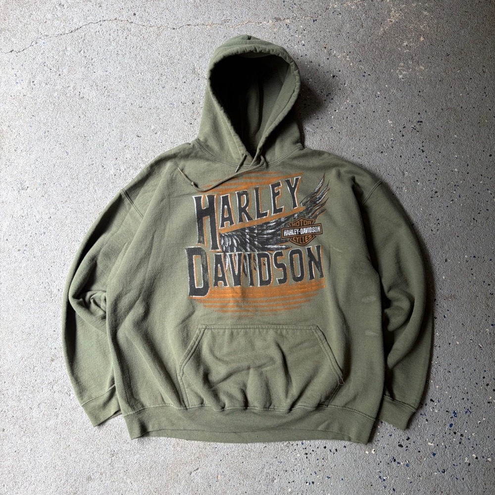 Harley Davidson Hoodie Mens XL Olive Green Ocean State Warwick RI Pullover